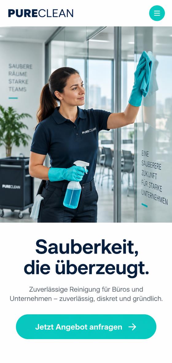 Demo-Konzept für eine Reinigungsfirma auf dem Smartphone