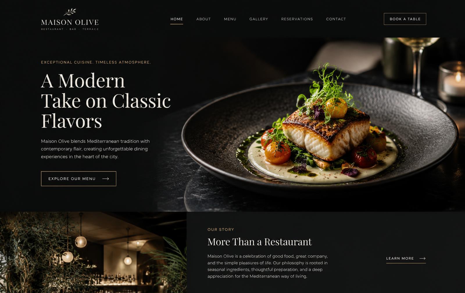 Maison Olive: illustratives Website-Demo-Konzept, kein Kundenauftrag